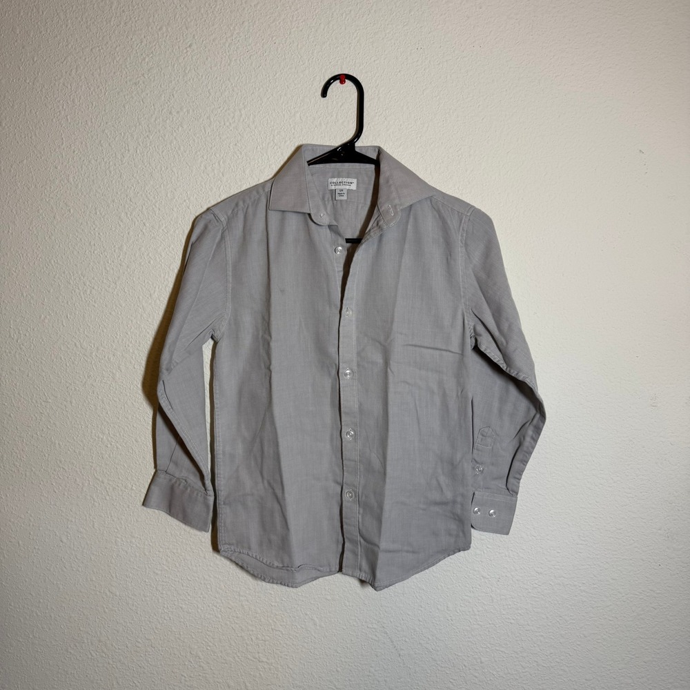 Michael Strahan Boys Gray Textured Long Sleeve Dress Shirt Size‎ 12R